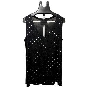 Lane Bryant Shimmer Foil Gold Polka-Dot Black V-Neck Swing Tank Blouse